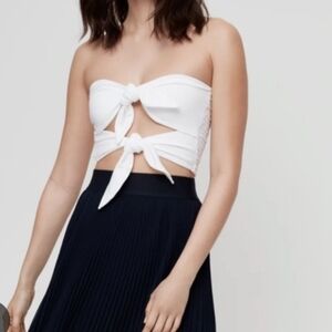 Wilfred Davaney White Tie Front Tube Top